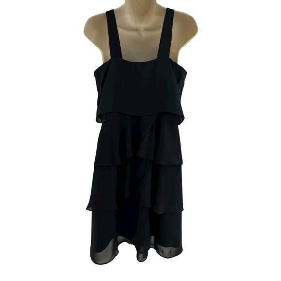 Dressbarn Little Black Dress Chiffon Tiered Size 4‎ Special Occasion Evening - Picture 4 of 7